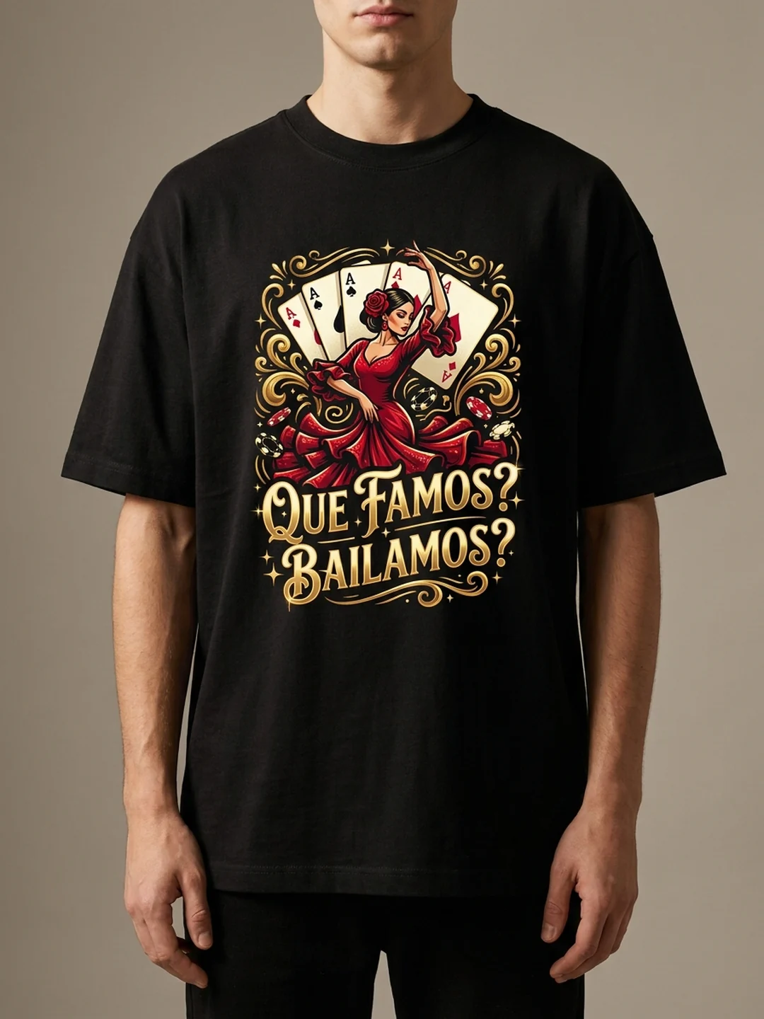 Que Famos? Bailamos?, maglietta divertente poker